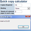 Web applications - n online photocopying cost calculator for the University of Edinburgh.