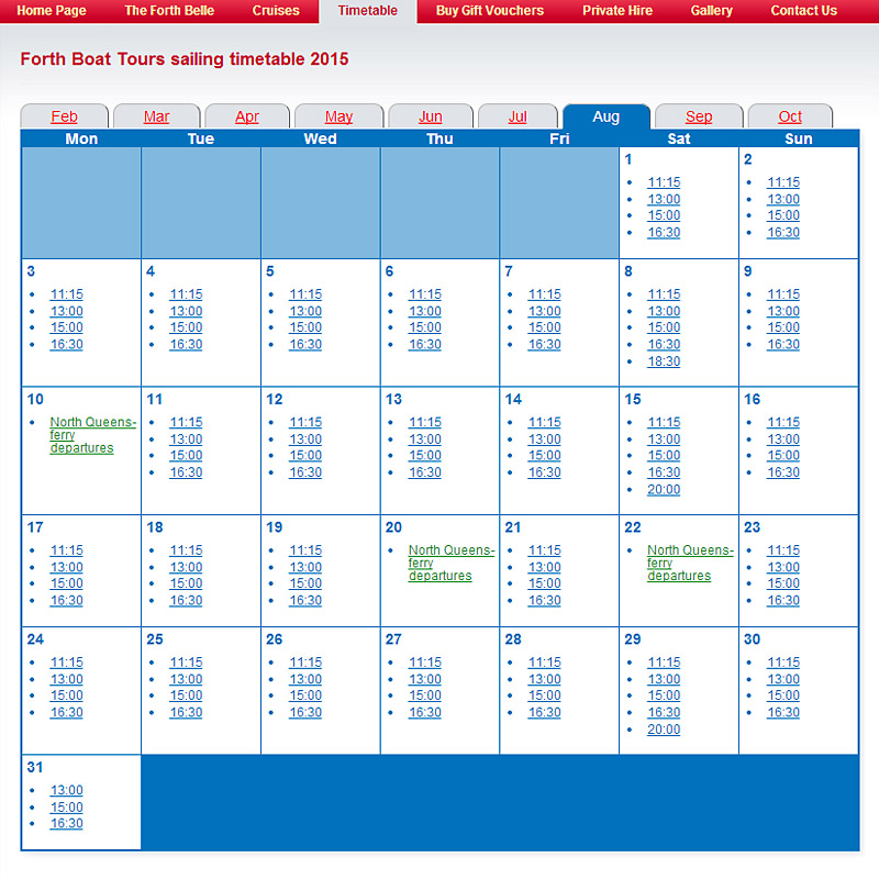 Online timetable