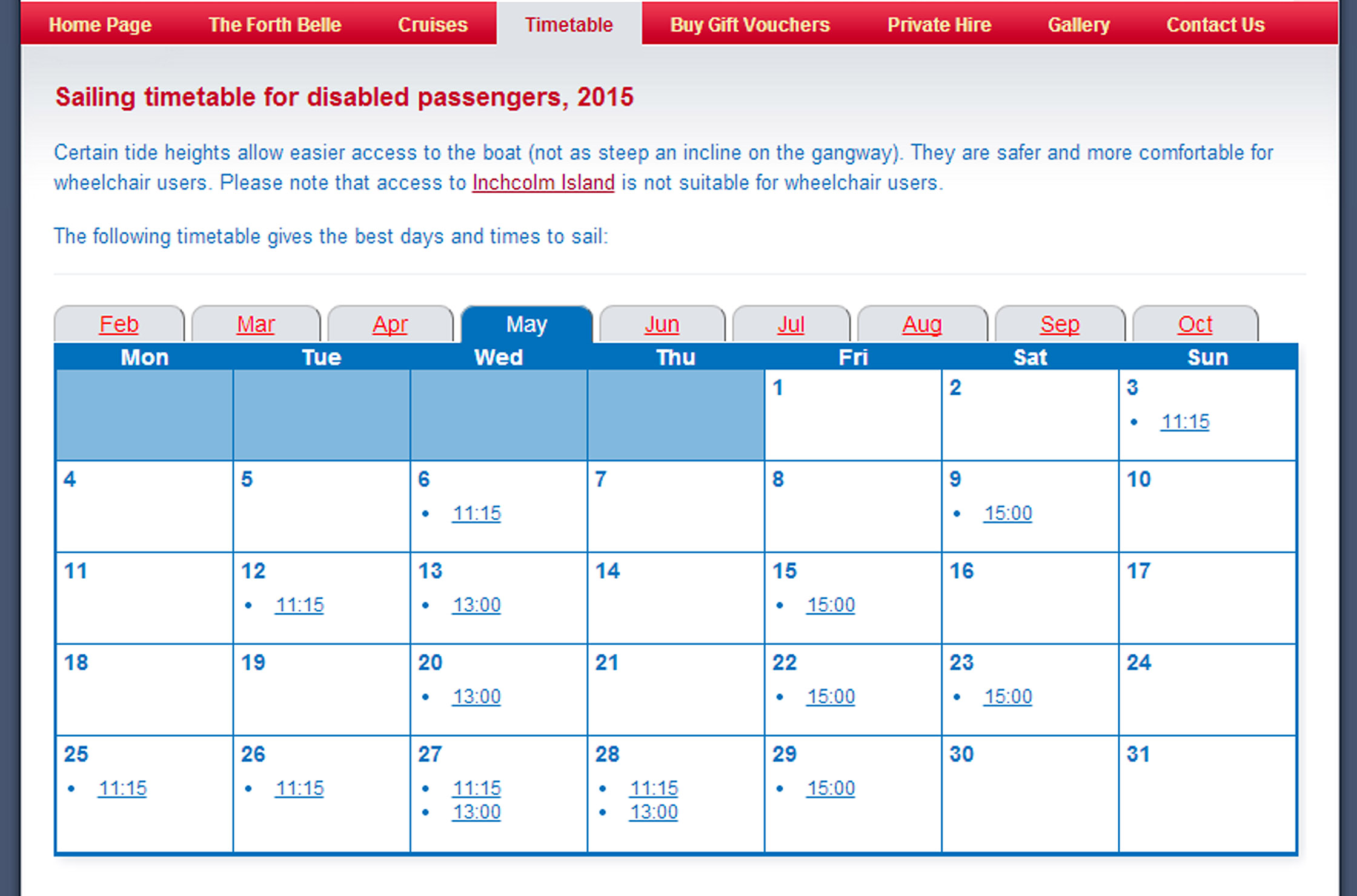 The disabled timetable