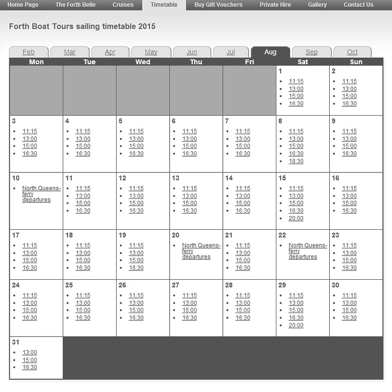 Online timetable